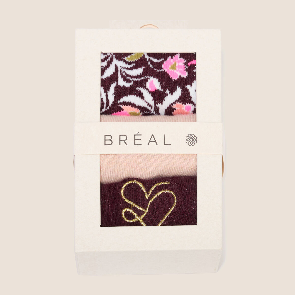 Coffret lot de 3 paires de chaussettes rose femme