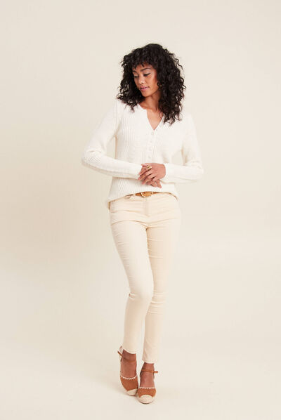 Pull manches longues ecru femme
