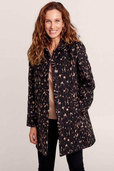 Manteau droit col à revers noir femme