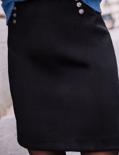Jupe droite suédine noir femme