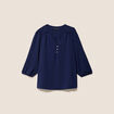 Blouse col v manches 3/4 fluide bleu marine femme