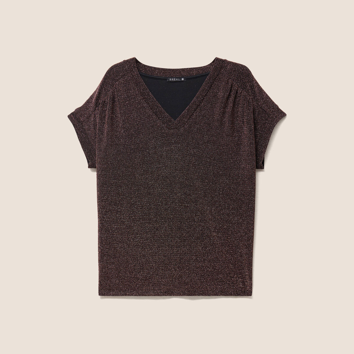 T-shirt manches courtes couleur cuivre femme