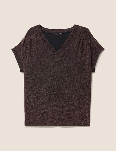T-shirt manches courtes couleur cuivre femme