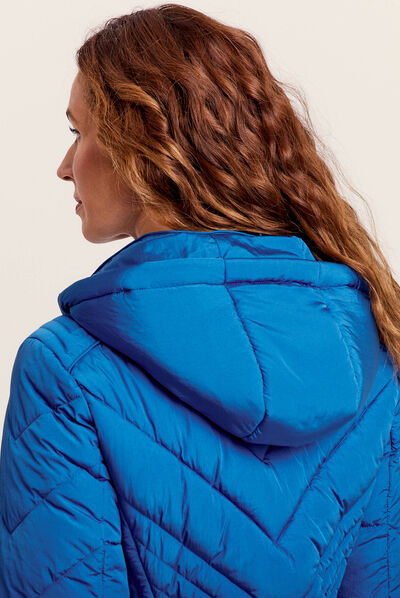 Doudoune déperlante à capuche amovible bleu electrique femme