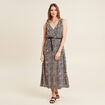 Robe midi évasée ceinturée rose pastel femme