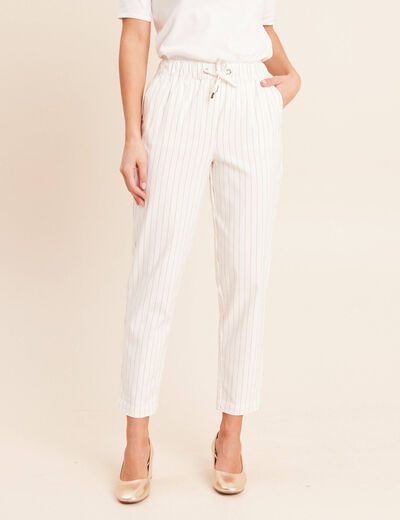 Pantalon jogpant taille haute blanc femme