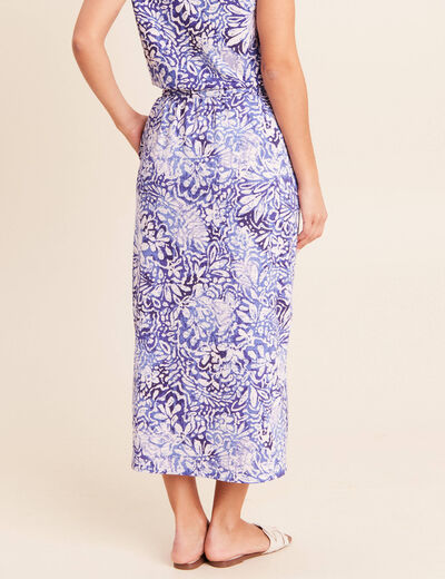 Jupe midi droite bleu femme