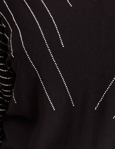 Pull ajust&eacute; col bateau strass noir femme