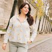 Chemise manches longues brodée jaune femme