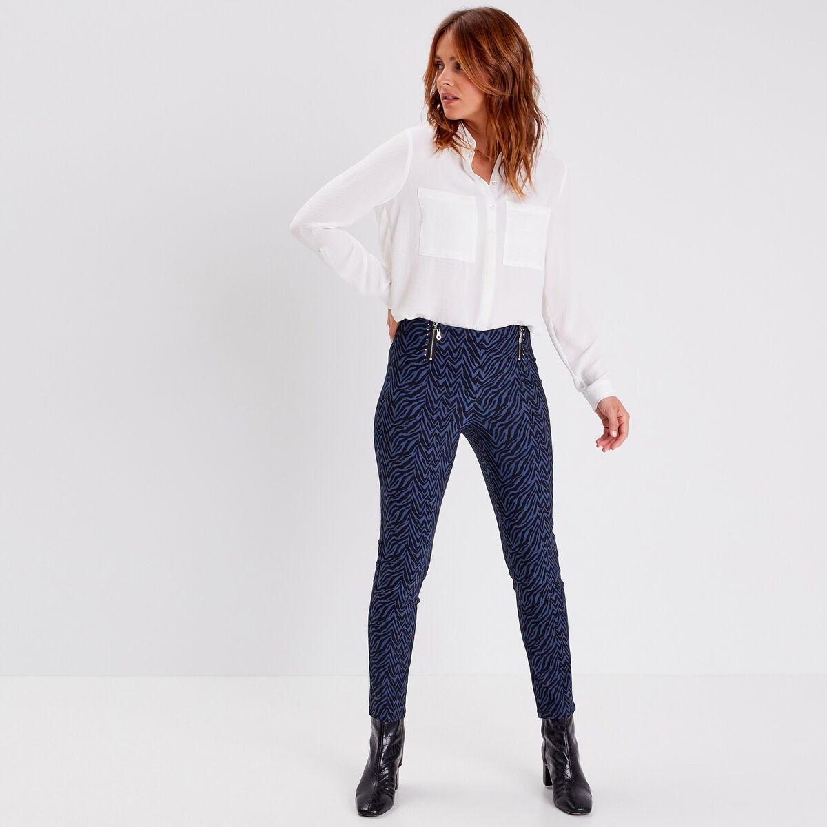 Tregging avec détails zippés bleu femme