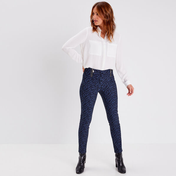 tregging avec details zippes bleu femme Tregging avec détails zippés bleu femme