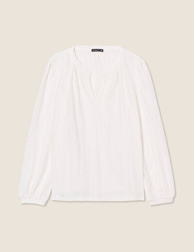 Blouse manches longues ecru femme