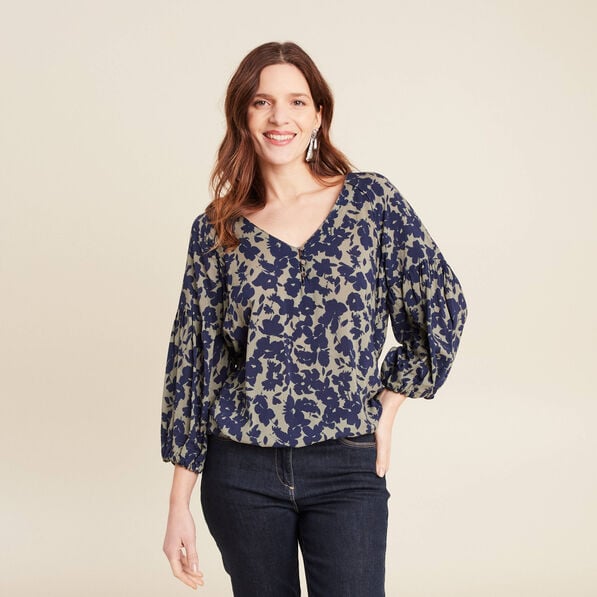blouse manches 34 vert kaki femme Blouse manches 3/4 vert kaki femme