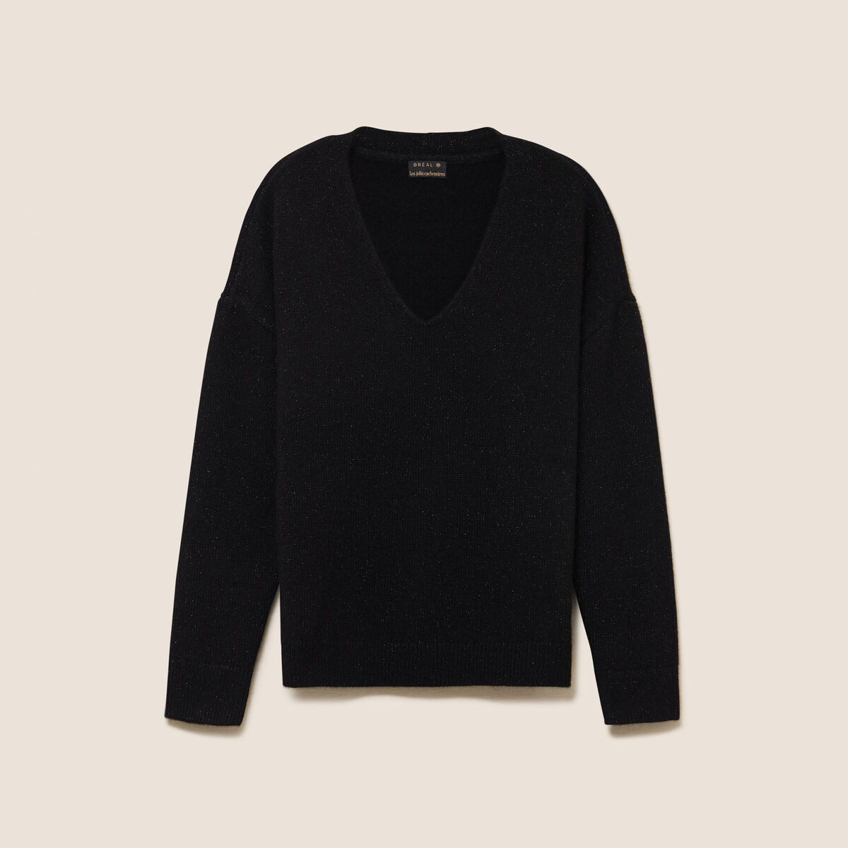 Pull en cachemire col v noir femme