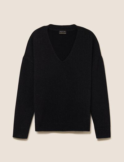 Pull en cachemire col v noir femme