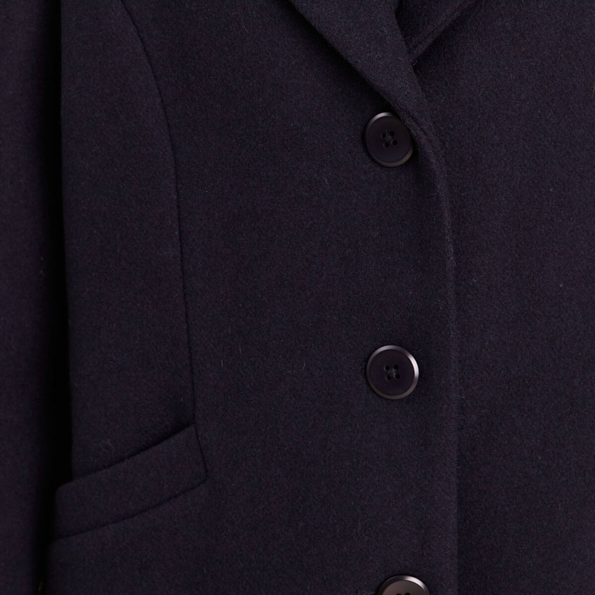 Manteau ajust&eacute; capuche amovible bleu fonc&eacute; femme