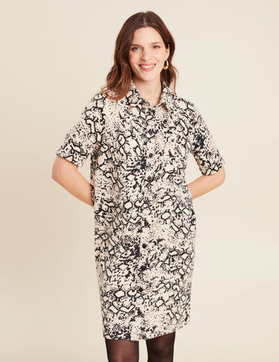 Robe droite velours beige femme