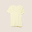 T-shirt manches courtes col en V jaune clair femme