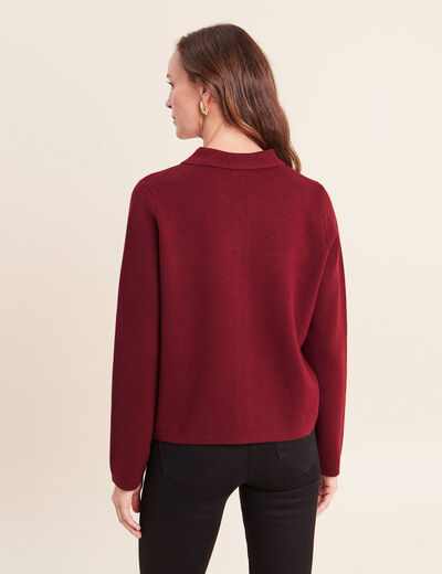 Veste col chemise manches longues bordeaux femme
