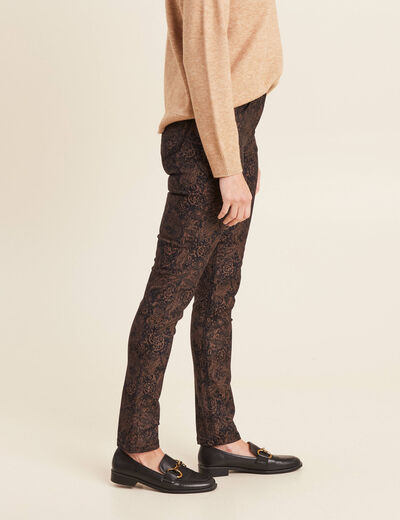 Pantalon coupe ajust&eacute;e enduit noir femme