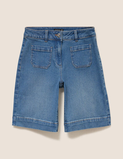 Bermuda en denim denim stone femme