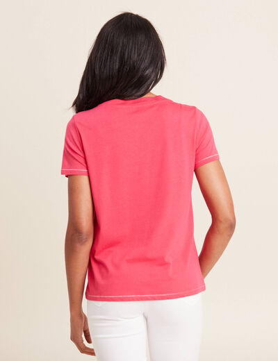 T-shirt manches courtes rose framboise femme