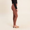 Pantalon coupe ajust&eacute;e taille haute marron femme