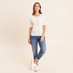 Pull ajour&eacute; col rond ecru femme