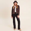 Veste doubl&eacute;e marron fonc&eacute; femme