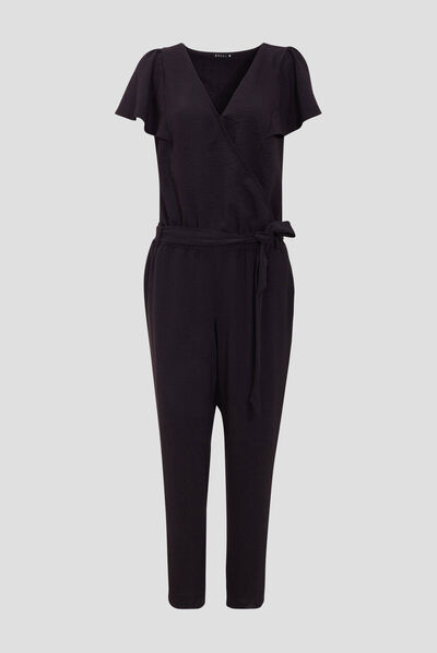 Combinaison pantalon droite noir femme