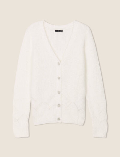 Gilet manches longues ecru femme