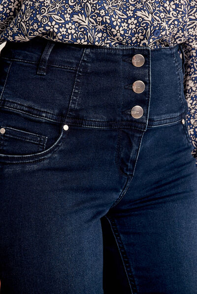 Jean droit effet gainant denim brut femme