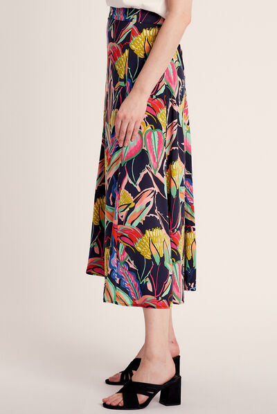 Jupe longue évasée multicolore femme