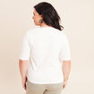 T-shirt ajust&eacute; col rond manches coudes ecru femme