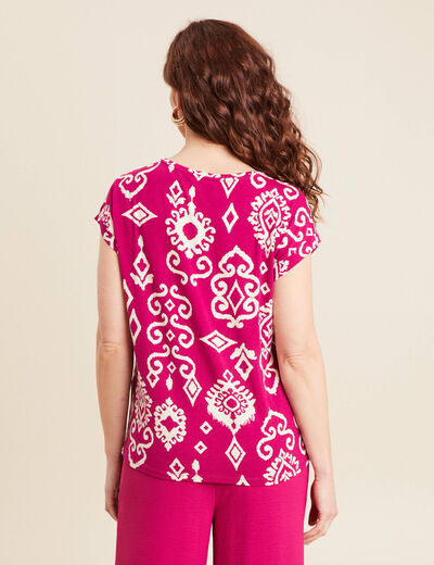 T-shirt manches courtes rose fushia femme