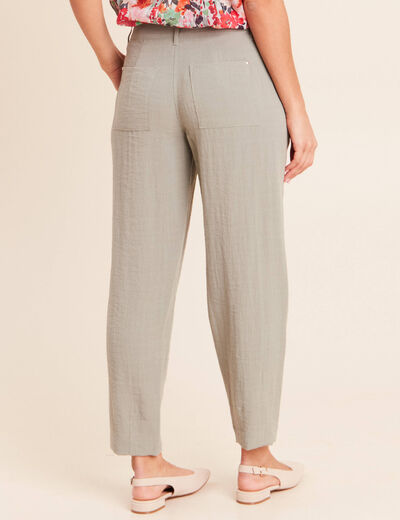 Pantalon large 7/8&egrave;me doubl&eacute; aspect lin vert clair femme