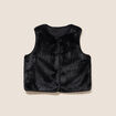 Gilet droit sans manches fausse fourrure noir femme