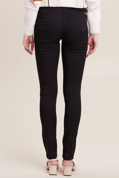 Pantalon léger taille haute long noir femme