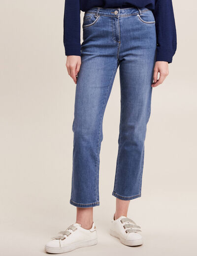 Jean coupe droite 7/8&egrave;me denim stone femme