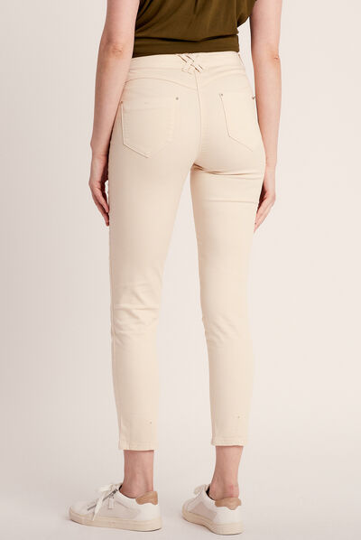Pantalon ajusté ivoire femme