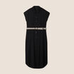Robe chemise droite ceinturée noir femme
