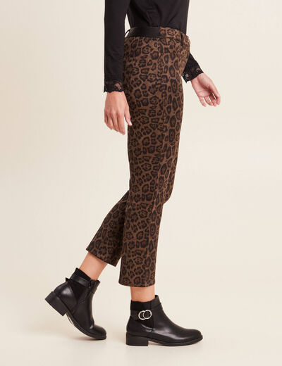 Pantalon droit suédine taupe femme