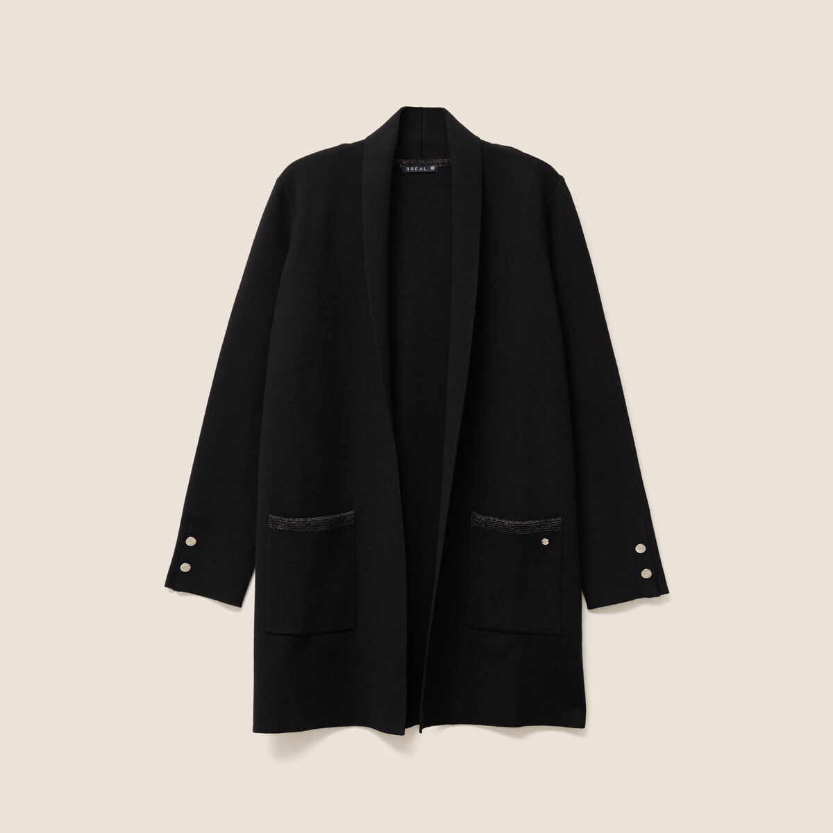 Gilet col ch&acirc;le noir femme