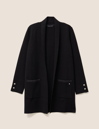 Gilet col châle noir femme