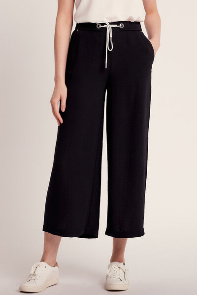 Pantalon large fluide noir femme