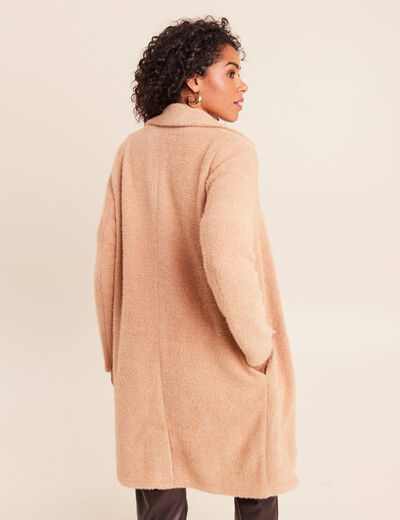 Gilet long boutonn&eacute; marron clair femme