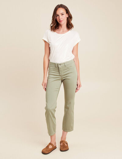 Pantalon réversible droit 7/8ème vert olive femme