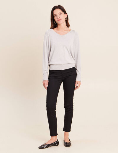 Pull manches longues gris argent femme