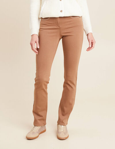 Pantalon droit taille haute taupe femme