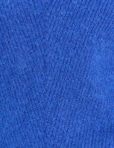 Pull col v bleu electrique femme